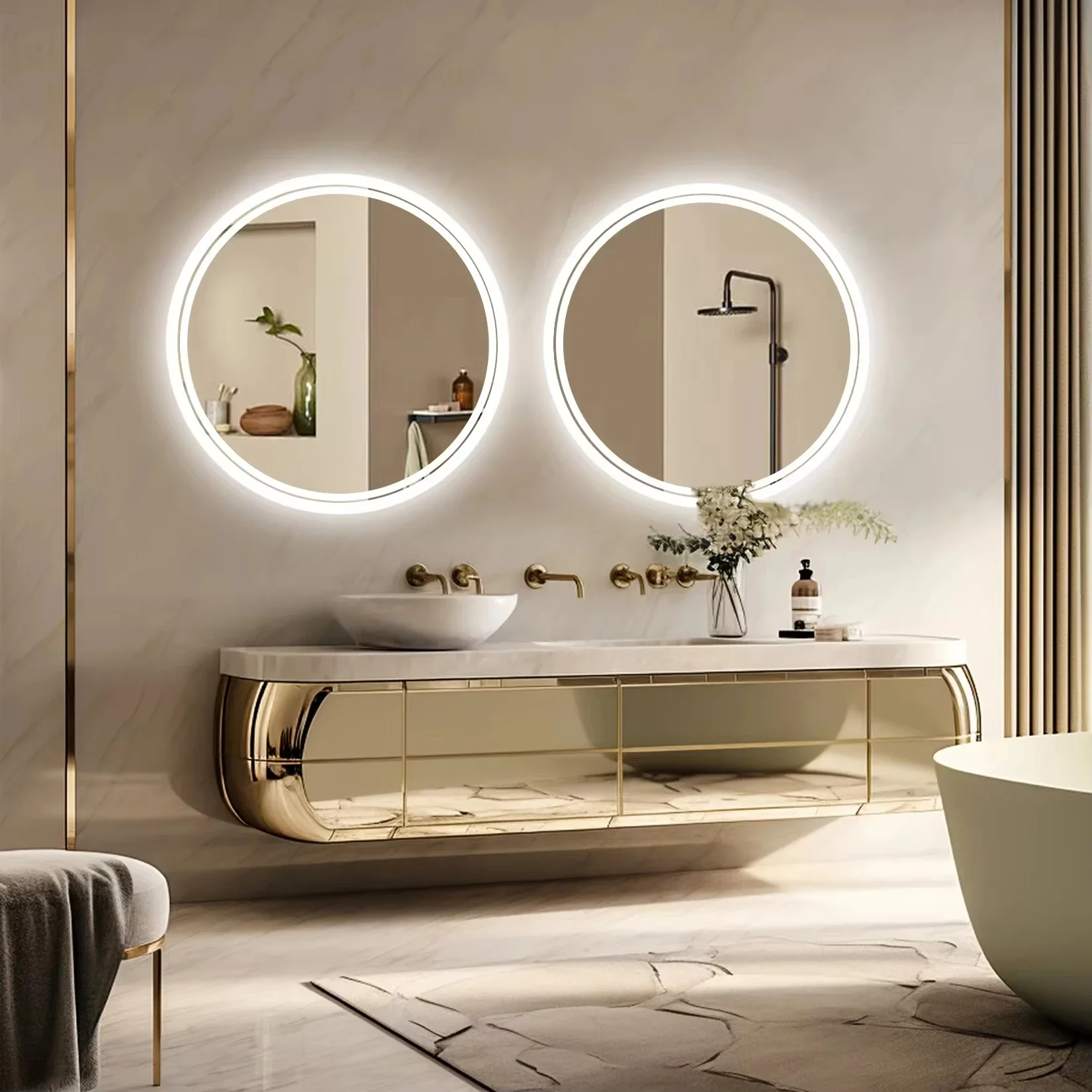 Generous 70cm Disk Intelligent Diode Reflector Sharp Vision Condensation Free Rear Lit Variable Hue Grooming Glass