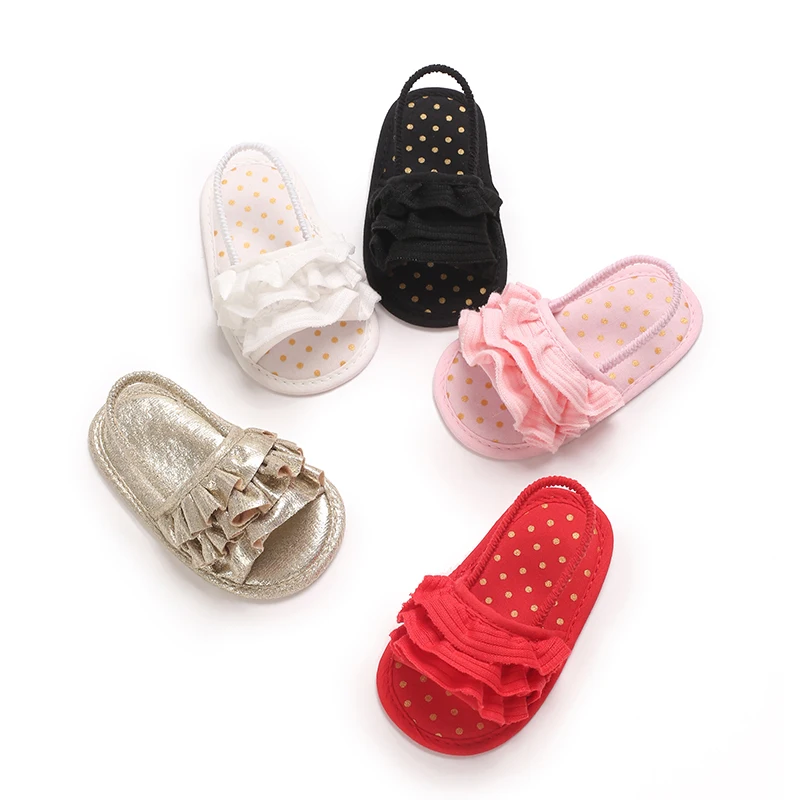 Summer New Baby Shoes Cute Girl Ruffle Edge Princess Sandals Comfortable and Lightweight Baby Walking Shoes