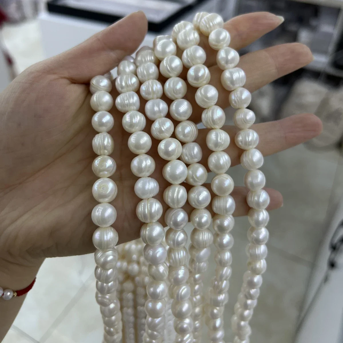 

Irregular Pearl Necklace AAA11-12mm Natural South Sea Pearl Necklace 925s-18in