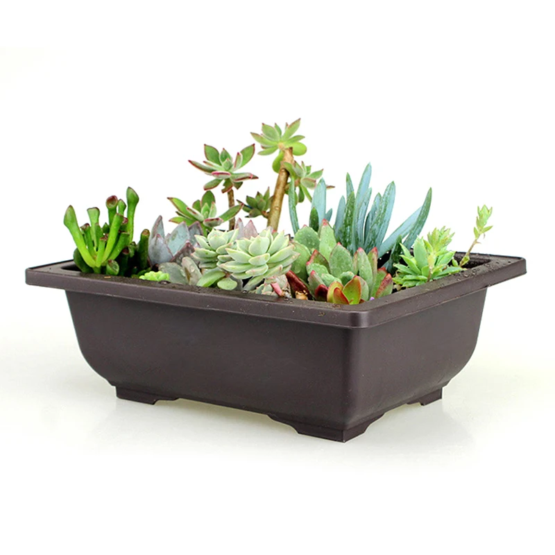 Maceta cuadrada de plástico de imitación para balcón, cuenco de bonsái para vivero, maceta de lavabo rectangular de imitación, 1 unidad