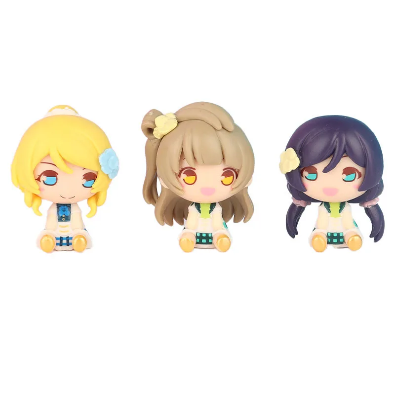 9 ชิ้น/1 เซ็ตรุ่น Q อะนิเมะรูป Love Live! School Idol Project Kotori Minami Honoka Kousaka PVC น่ารักนั่งรูปของเล่น