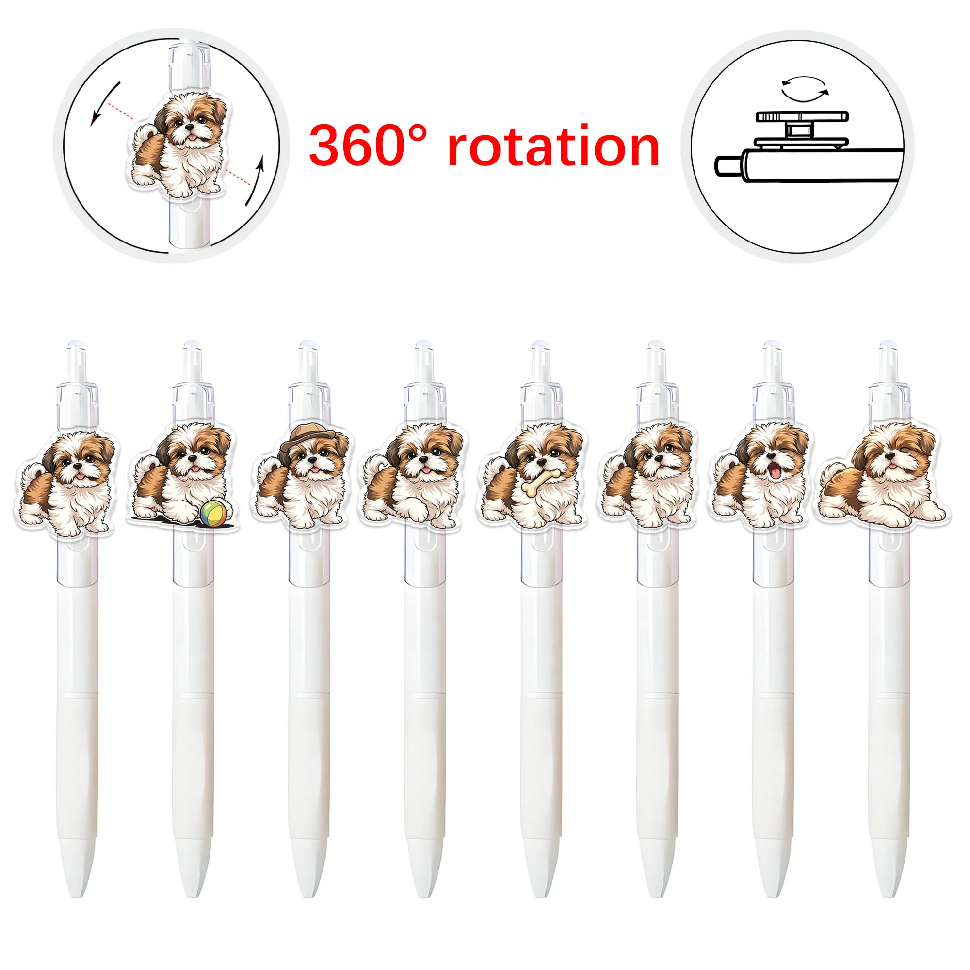 

8 pieces of dog-themed ballpoint pens. Smooth writing signature pens. Patterns are random.