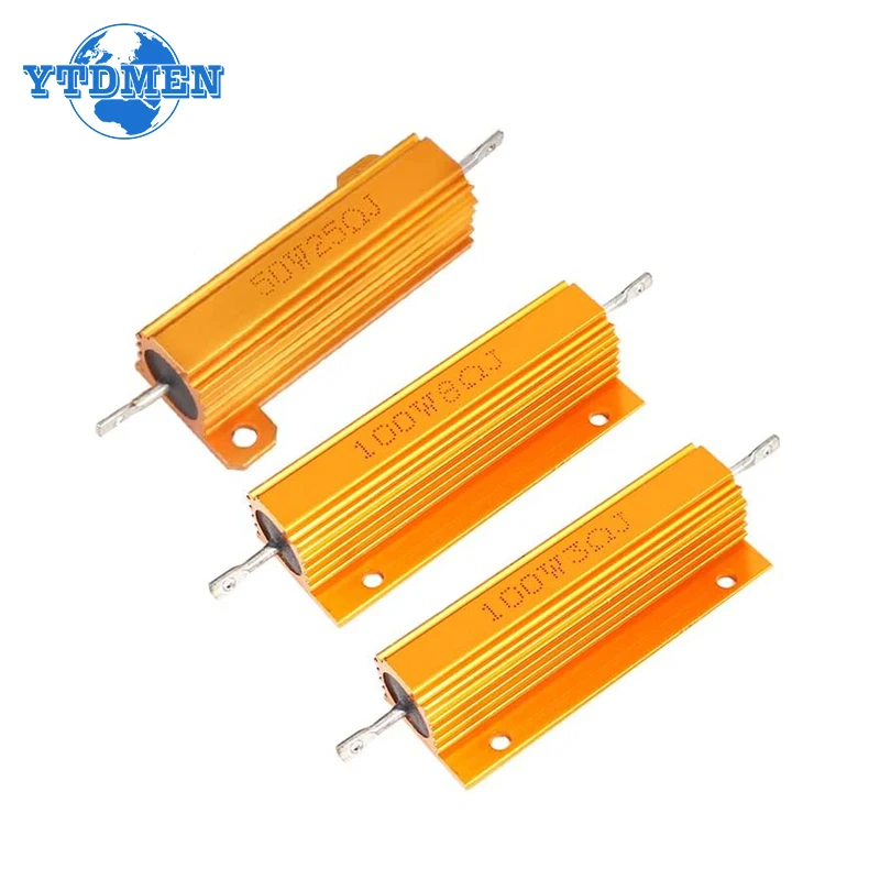 1PCS Load Resistor 50W 100W Aluminum Power Metal Shell Case Wirewound Resistor 1ohm 2ohm 4ohm 6ohm 8ohm 10ohm 20ohm 100ohm 1kohm