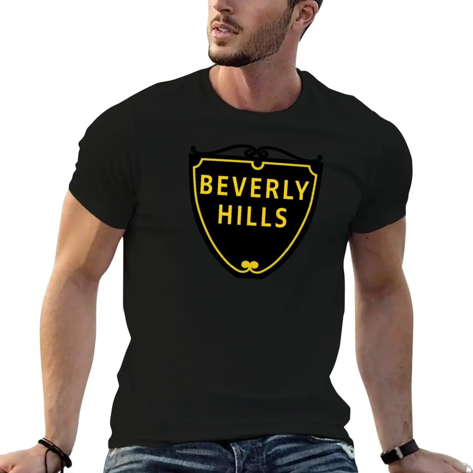 Beverly Hills Street Sign T-Shirt quick-drying Aesthetic clothing black t-shirts for men