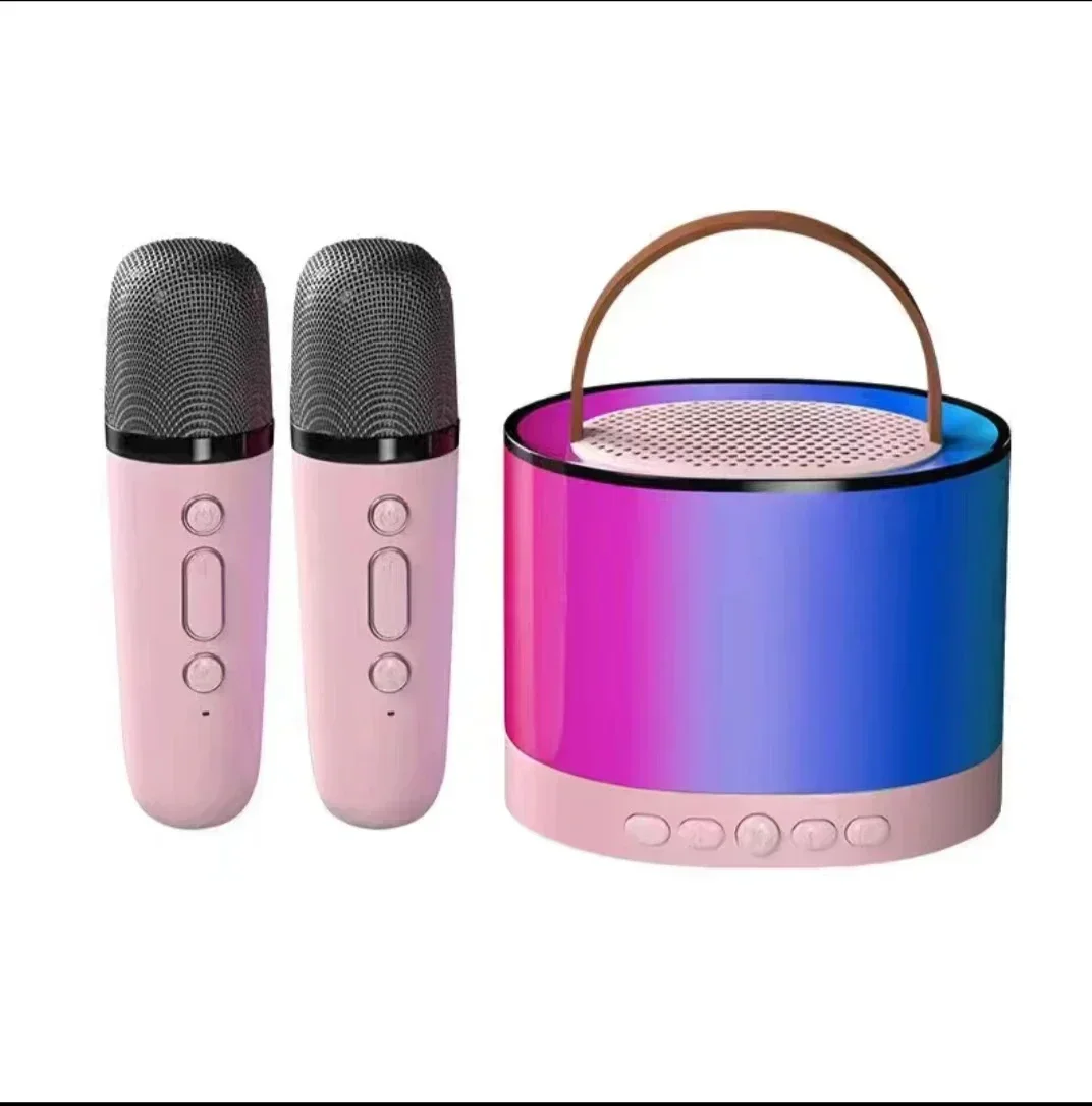 K52 Wireless Bluetooth Speaker Multifunction with Double Mic RGB Light Portable Music Player Karaoke Machine for Child Home Gift