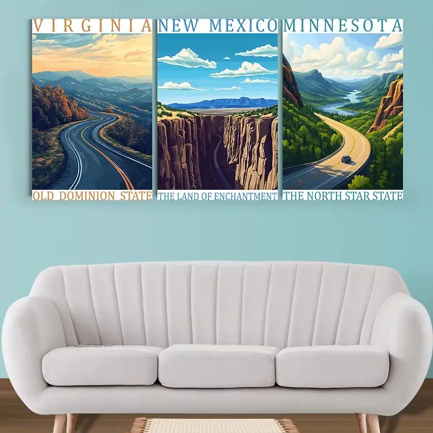 

Landscape Art Wall US State Travel Wall Painting Modern Style Poster Prints for Bedroom Living Room Wall Decor