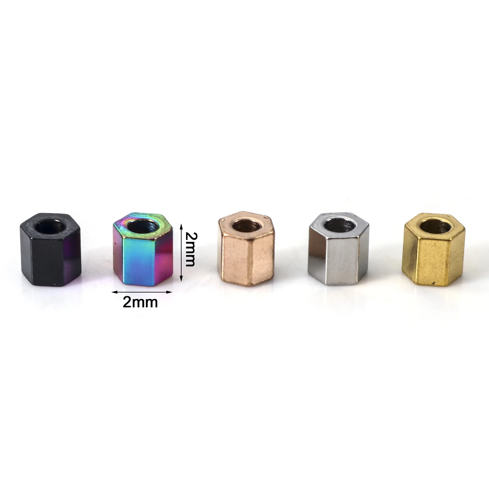 304 Stainless Steel Beads Multicolor Hexagonal Prism Spacer Beads For DIY Jewelry Making Necklace Bracelets Metal Beads,10PCs