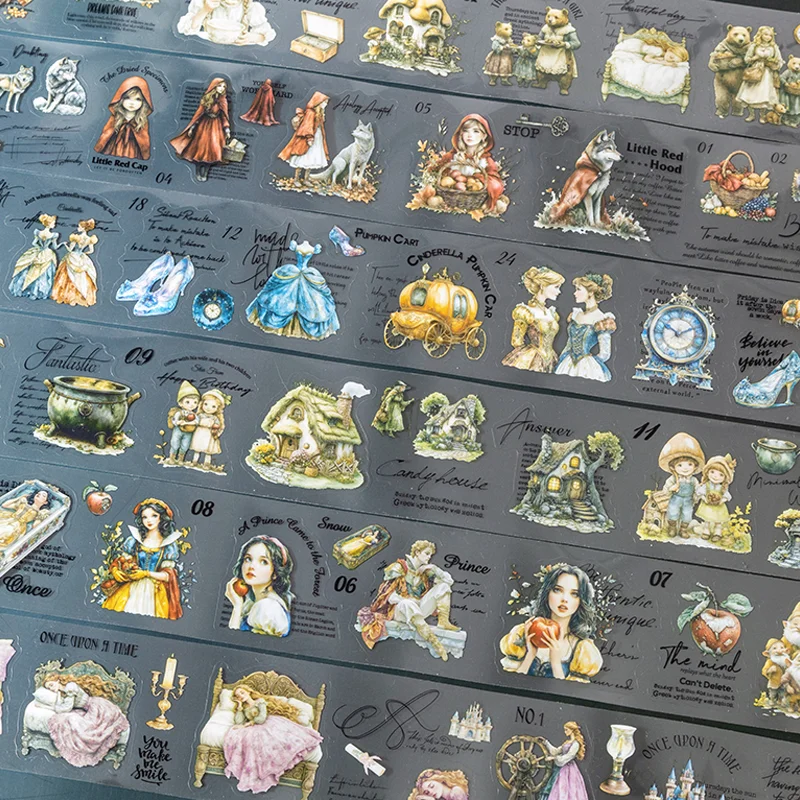 Mr. Paper 200cm/Roll Fairy Tale PET Die-cut Washi Tape DIY Journal Decorative Sticker Roll for Scrapbook Photo Frame Dairy