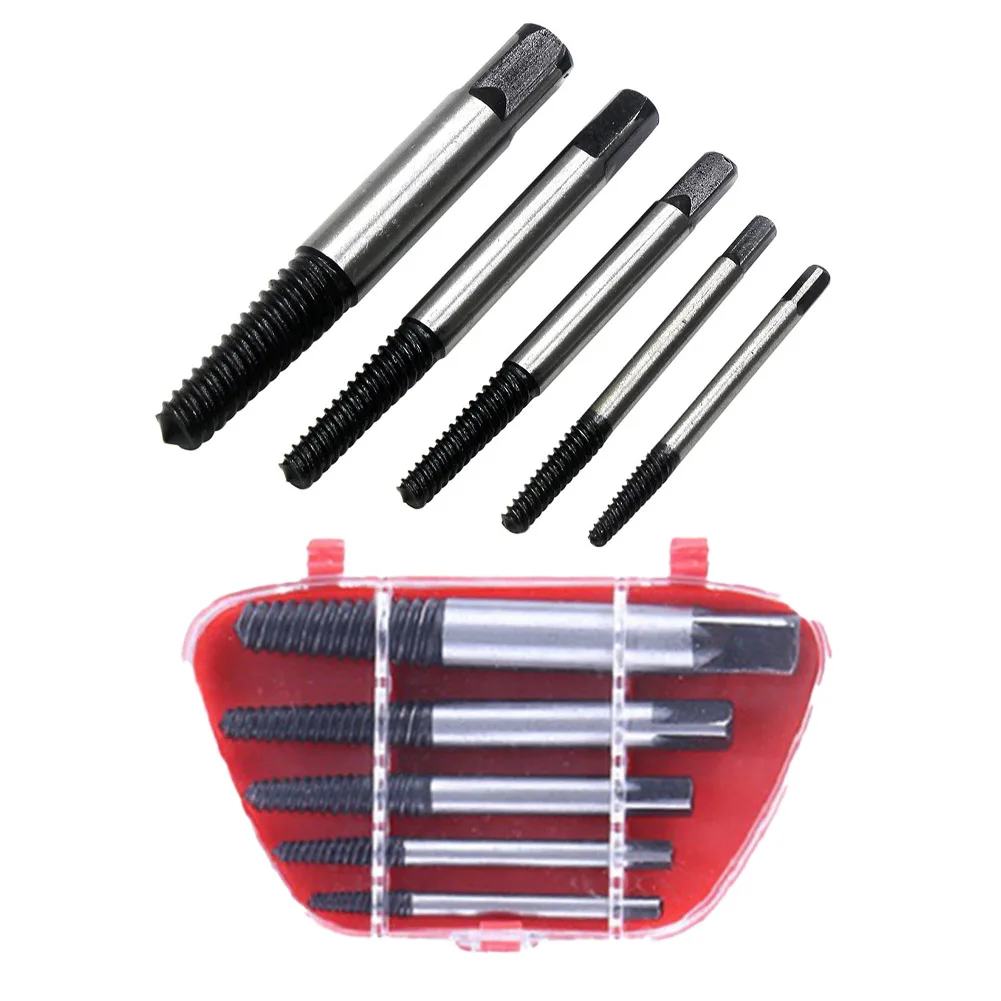 5Pcs Screw Extractor Center Drill Bits Broken Screw Removal Center Drill Set Carbon Steel Damaged Screw Removal Tools Guide Set