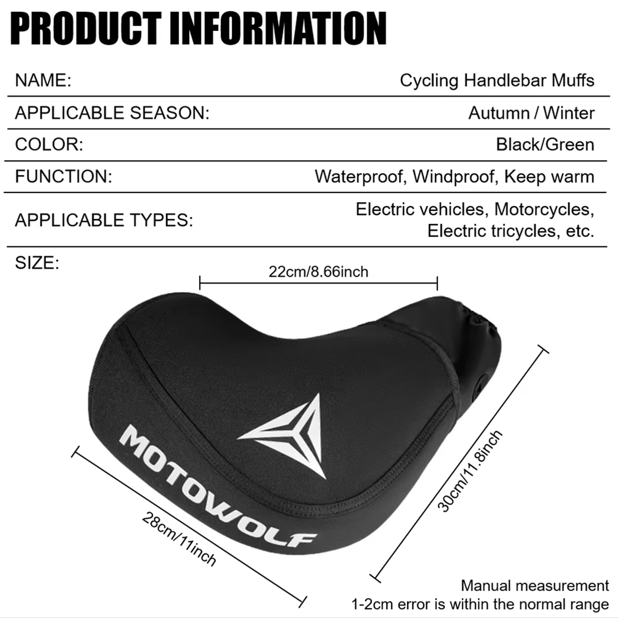 Motorcycle Handlebar Muffs Winter Reflective Mitts Warmer Gloves Waterproof Handmuffs Bicycle Handle Cover Hand Covers Warmers