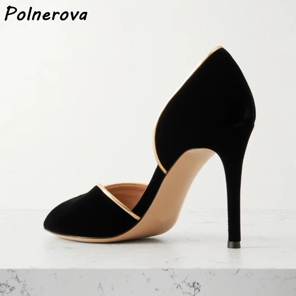 Black Brown Gold Trim Sandals Peep Toe Thin Heels Slip On Mixed Color Summer Concise Shoes Women's Elegant Runway Shoes