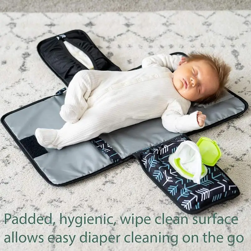 Baby Changing Pad Waterproof Collapsible Changing Mat For Travel Diaper Changing Station With Memory Foam Pillow Portable Oxford