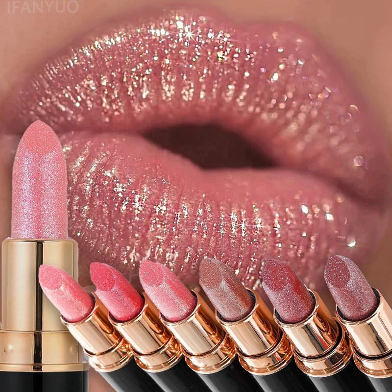 Metallic Glitter Lipstick Diamond Dazzling Waterproof Sexy Lipgloss Hydraterende Matte Fluwelen Parelmoer Lip Tint Balsem Make-up
