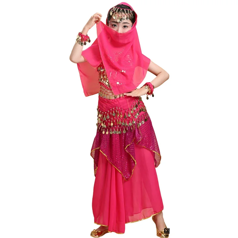 

Профессиональная индийская танцевальная одежда для девочек, детские костюмы для танца живота, одежда для сценических танцев в Болливуде, танцевальная одежда для девочек в Египте