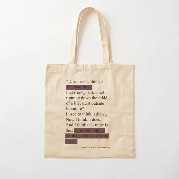 The Secret History Donna Tartt Quote Cot  Canvas Bag Shoulder Bag Foldable Women Fashion Grocery Reusable Shopper Fabric