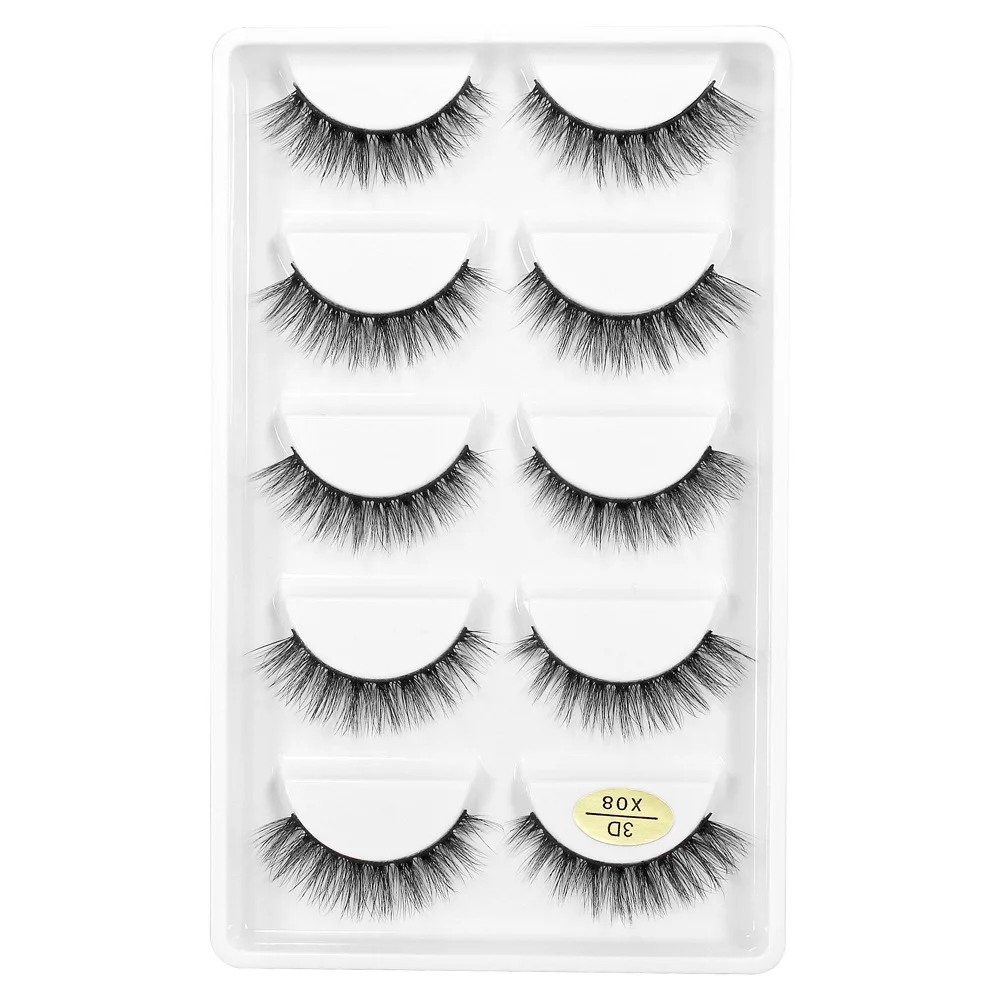 Faux cils de vison naturel 3D, faux cils, maquillage, outils de beauté, X08, X01, H13, 5 paires