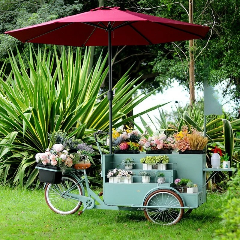 Flower shop Outdoor flowers Floral display Movable placement car Creative market Night market Stall selling car