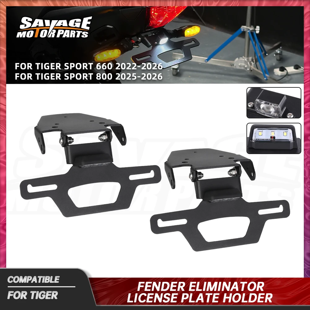 2026 Sport 660 License Plate Holder For Tiger Sport 800 660 2025 Tail Bracket LED Light Fender Eliminator Motorcycle Accessories