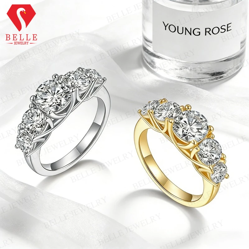 Wholesale 2.6ct D Color VVS1 Moissanite Ring S925 Sterling Silver Round Cut  Fine Jewelry Gift For Women Anniversary Birthday