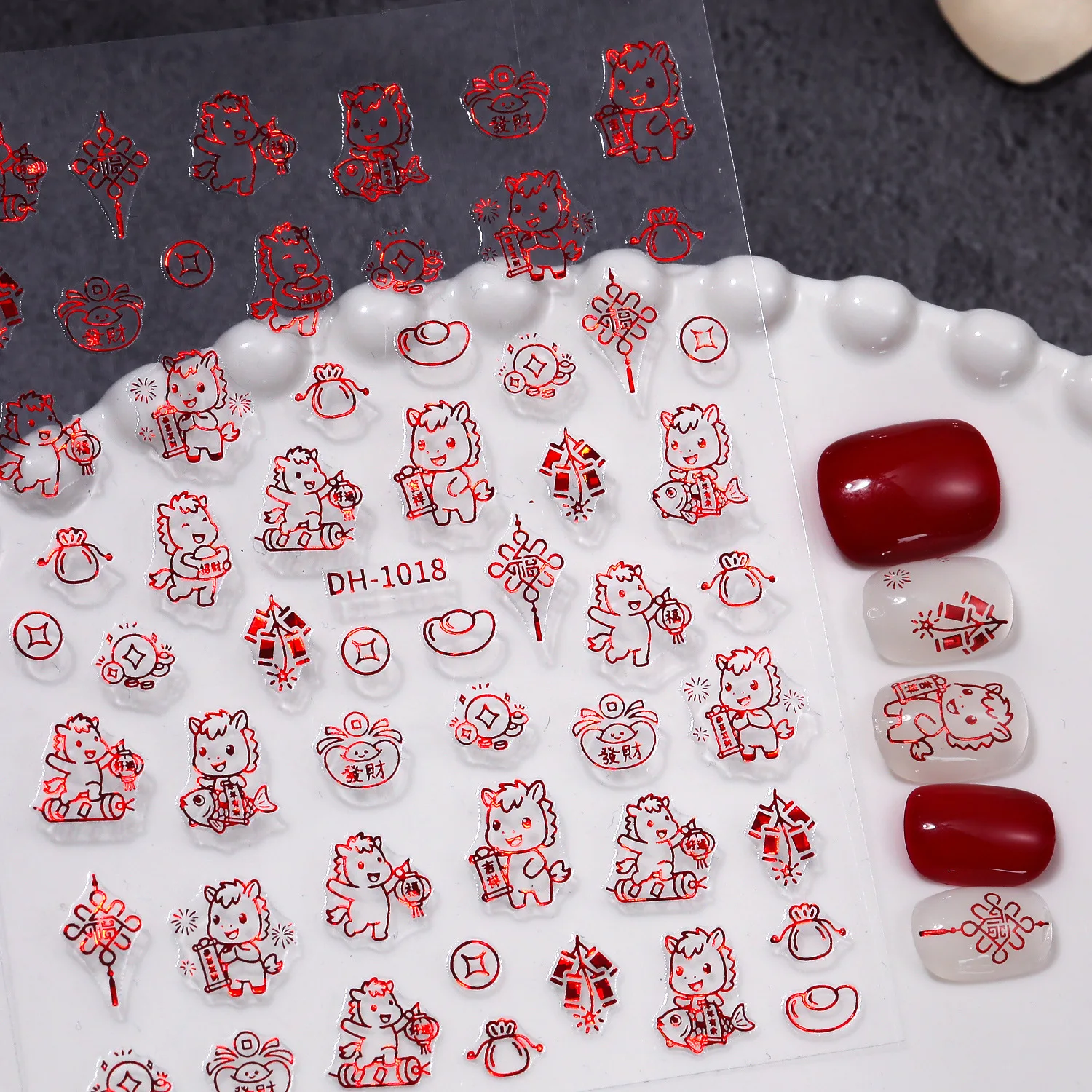 Милые-мультяшные-наклейки-для-ногтей-с-пони-годом-лошади-фестиваль-Новый-год-украшения-для-дизайна-ногтей-«сделай-сам»-маникюрные-наклейки