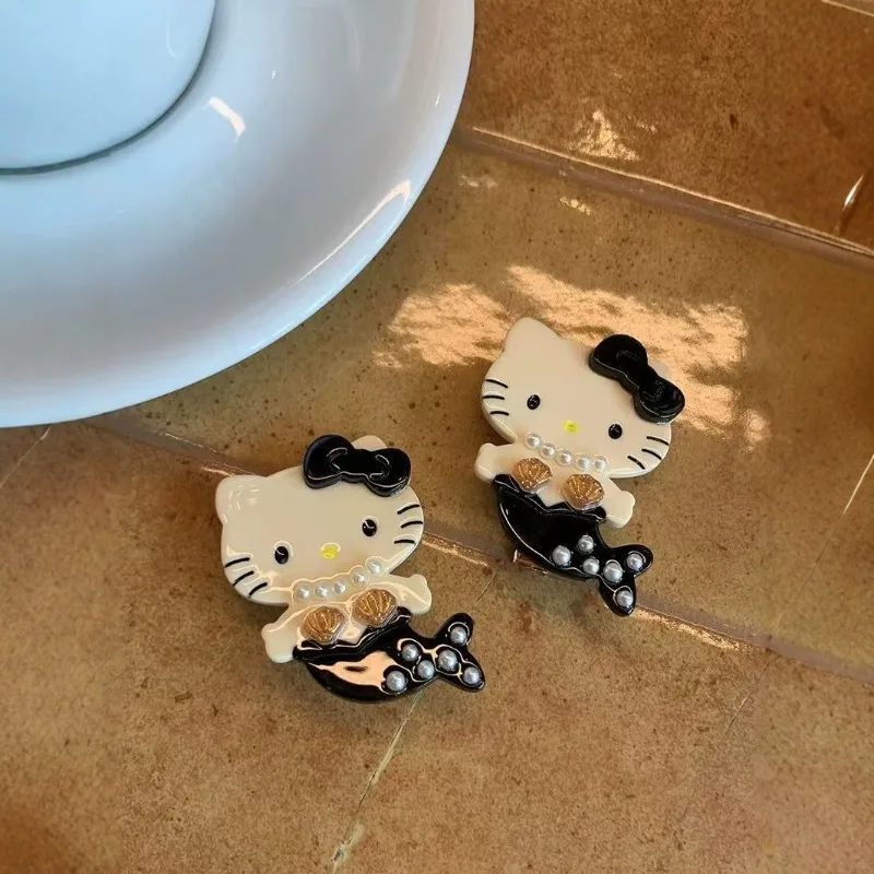 

New Cute Bow Mermaid Katie Cat Acetate Hair Clip with Side Bangs and Duckbill Clip for A Luxurious Summer Feel Wholesale
