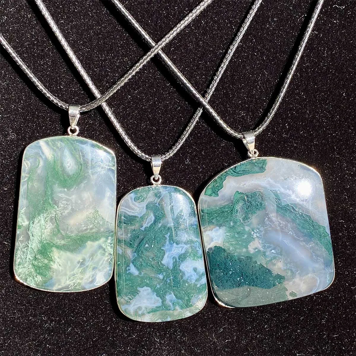 Natural Moss Agate Square Pendant Crystal Polishing Exquisite Girl Jewelry Healing Energy Necklace Gem Gift