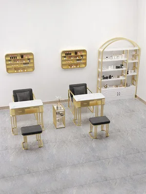 Nordic Marble Manicure Table Single Double Triple Double Glass Nail Salon Table and Chair Set Combination