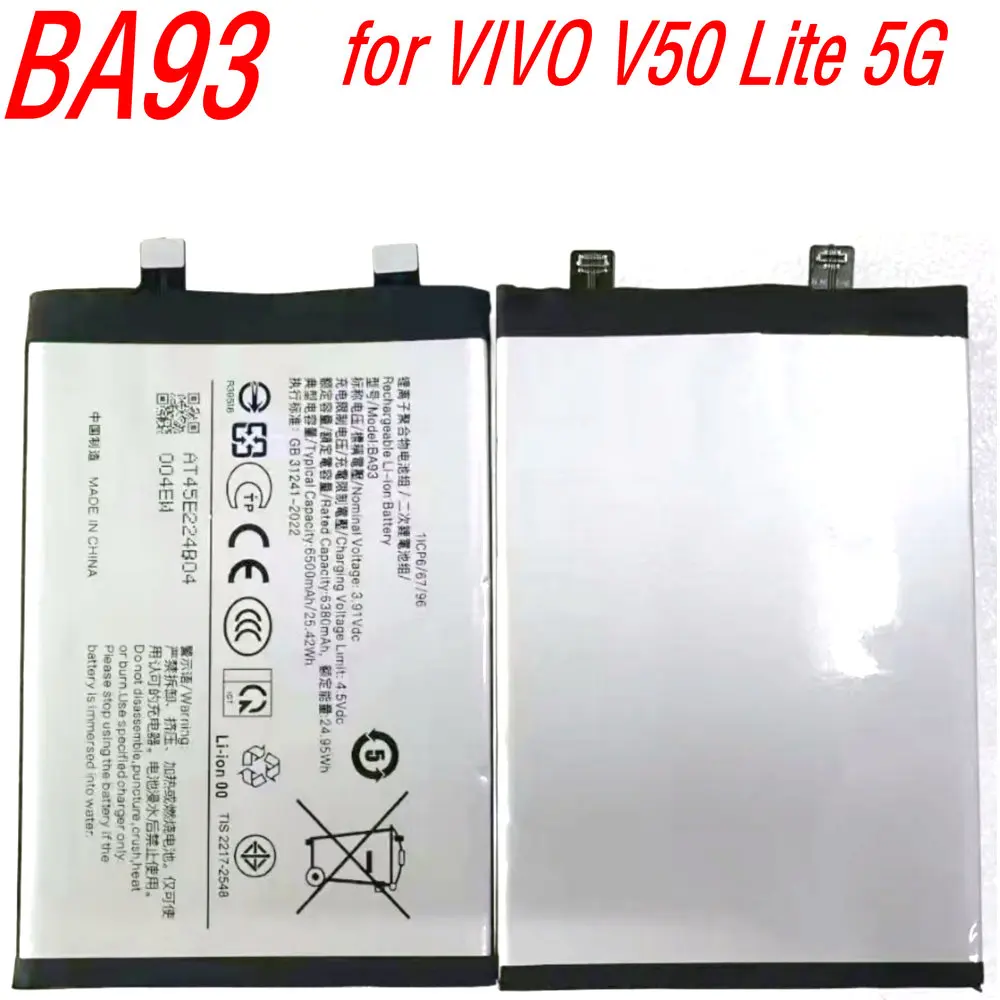 

3.91V 6500mAh New BA93 High Capacity Battery For Vivo V50 Lite 5G V2440 V2441 Mobile Phone