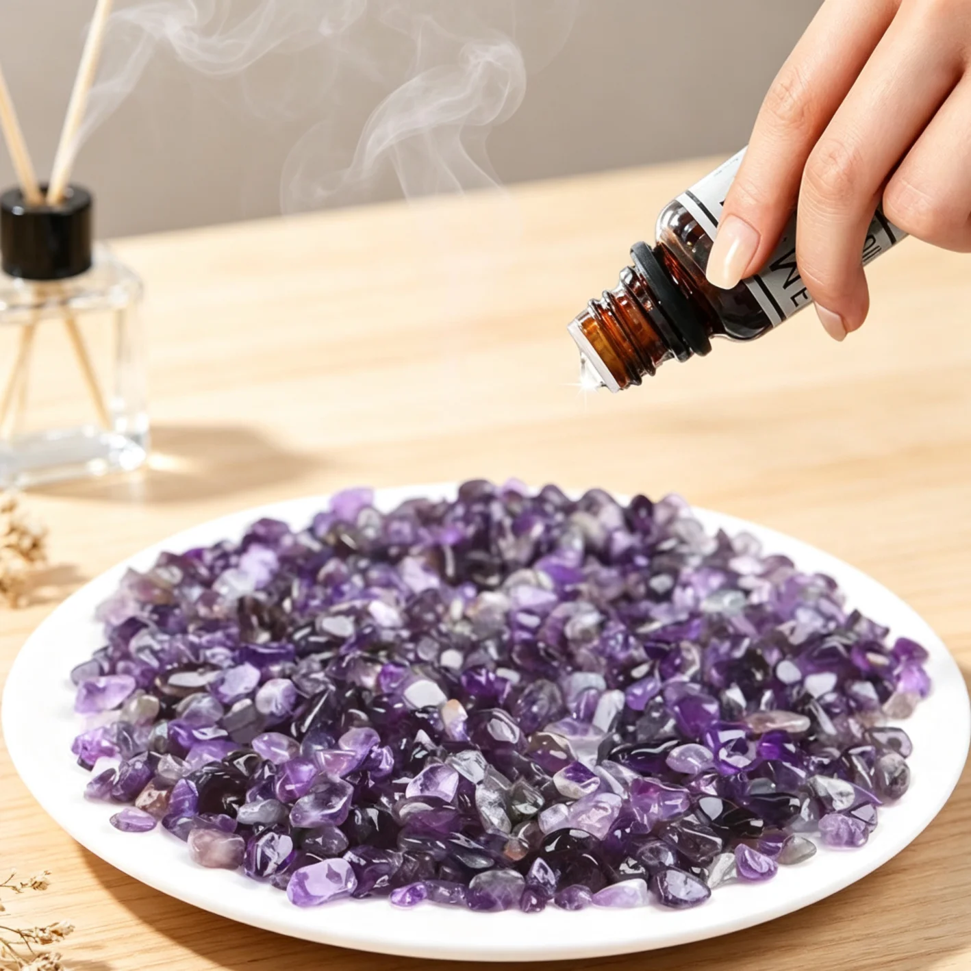 Natural Amethyst Pebbles, Dreamy Violet Crystal Pieces for Aromatherapy Reiki Healing, Mineral Garden Decor, Gift Ornament