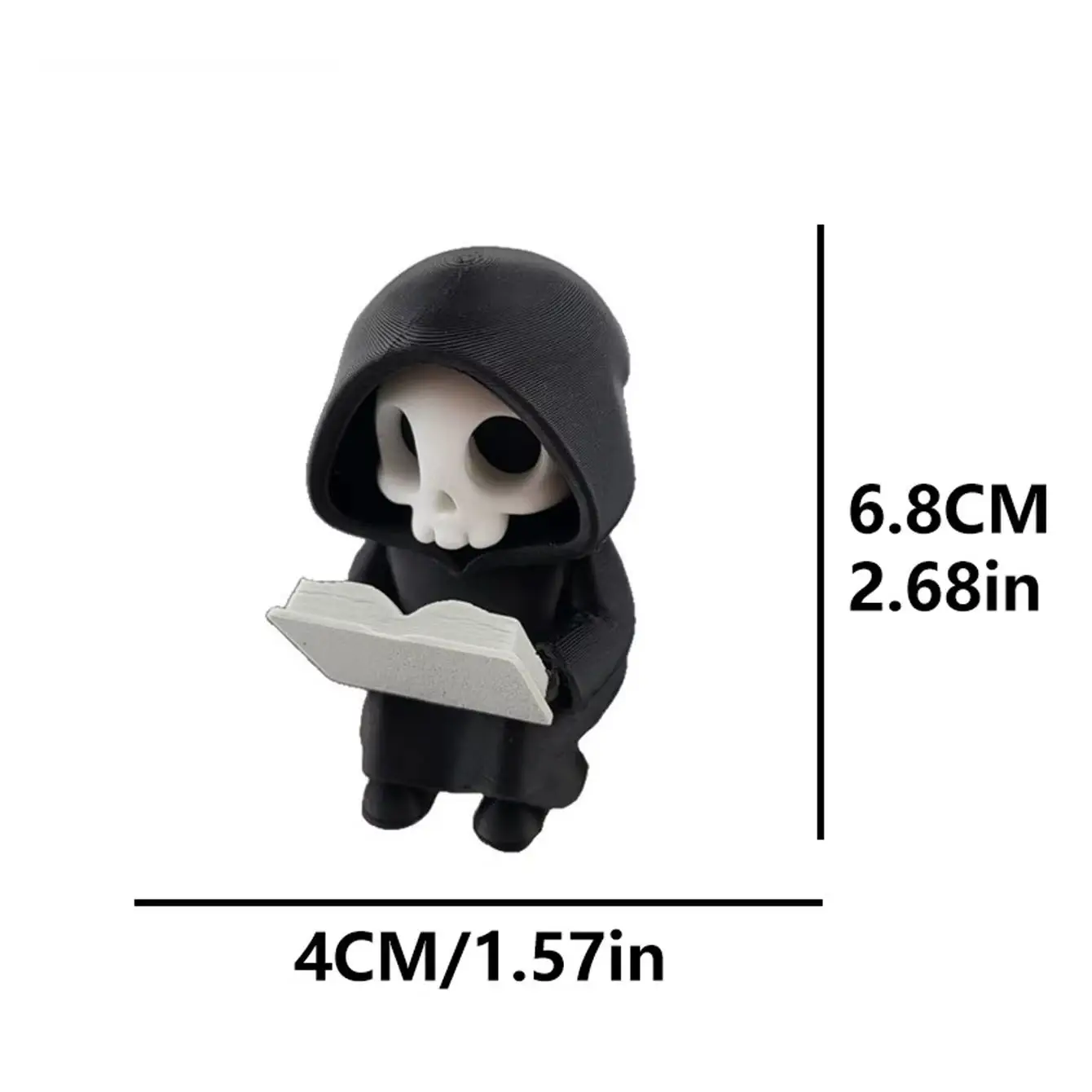 Gothic style skull hooded reading small death god ornament, Halloween desktop decoration, bedroom, study, office ornament