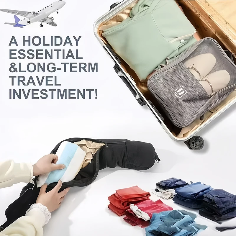 Befüllbares Reise-U-förmiges Nackenkissen, das mit Kleidung gefüllt werden kann, leicht zu transportieren, unverzichtbar für Flüge und den täglichen Gebrauch. – Detail 6