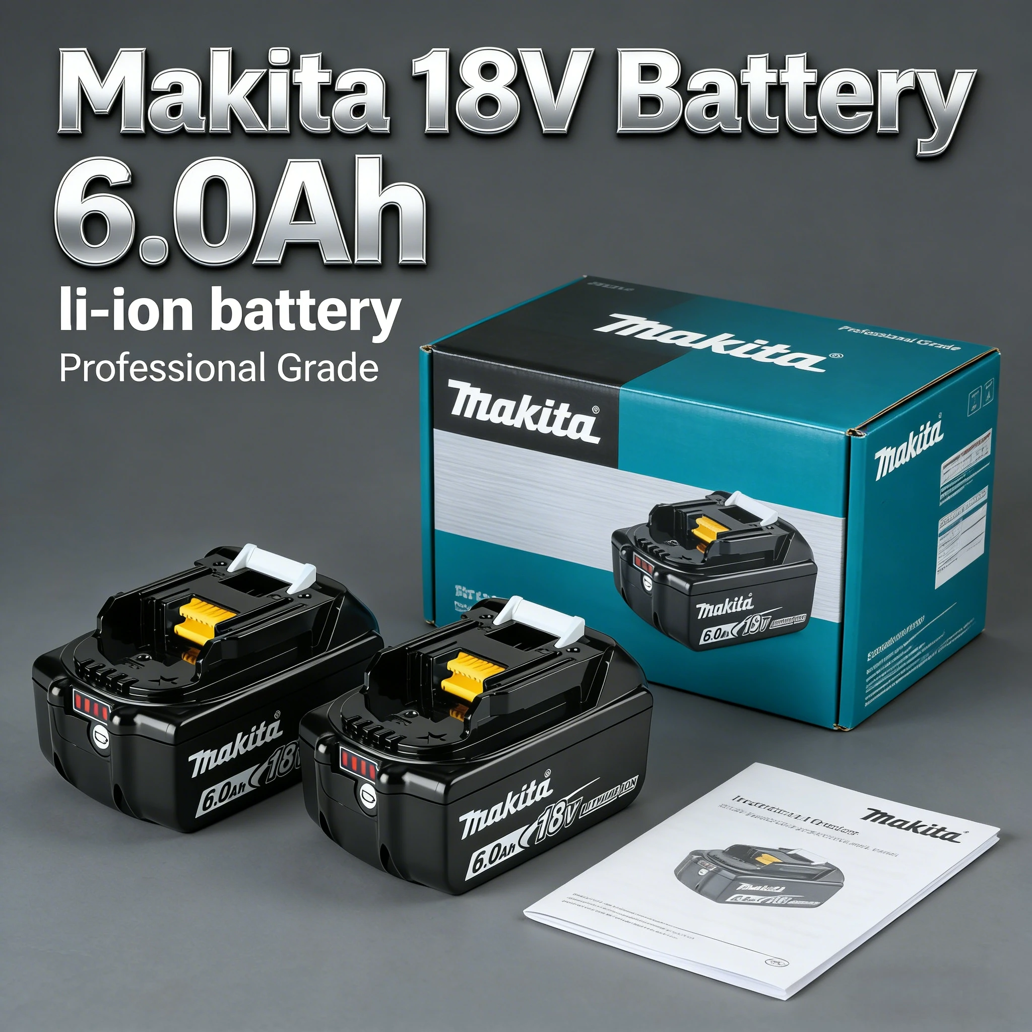 

original Makita Battery, Makita 18V 6.0Ah Battery, for Makita Drill DTW700 DHR202 DGA404 DDF487 DTD173 DJV182 HR140Z