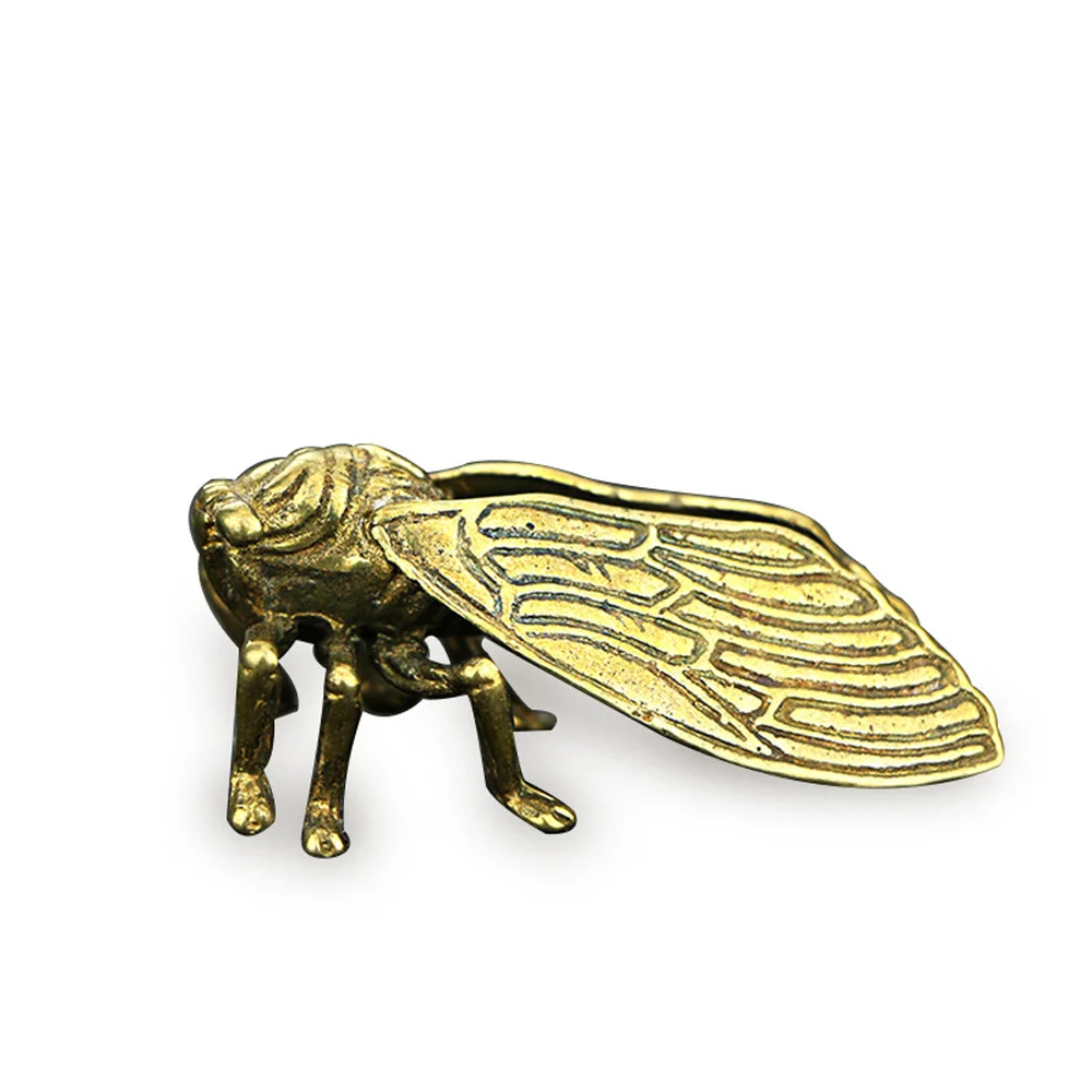 1pc Cicada statue Collection Creative Decor Exquisite Handmade Lifelike Ornaments Pure Brass Portable Practical