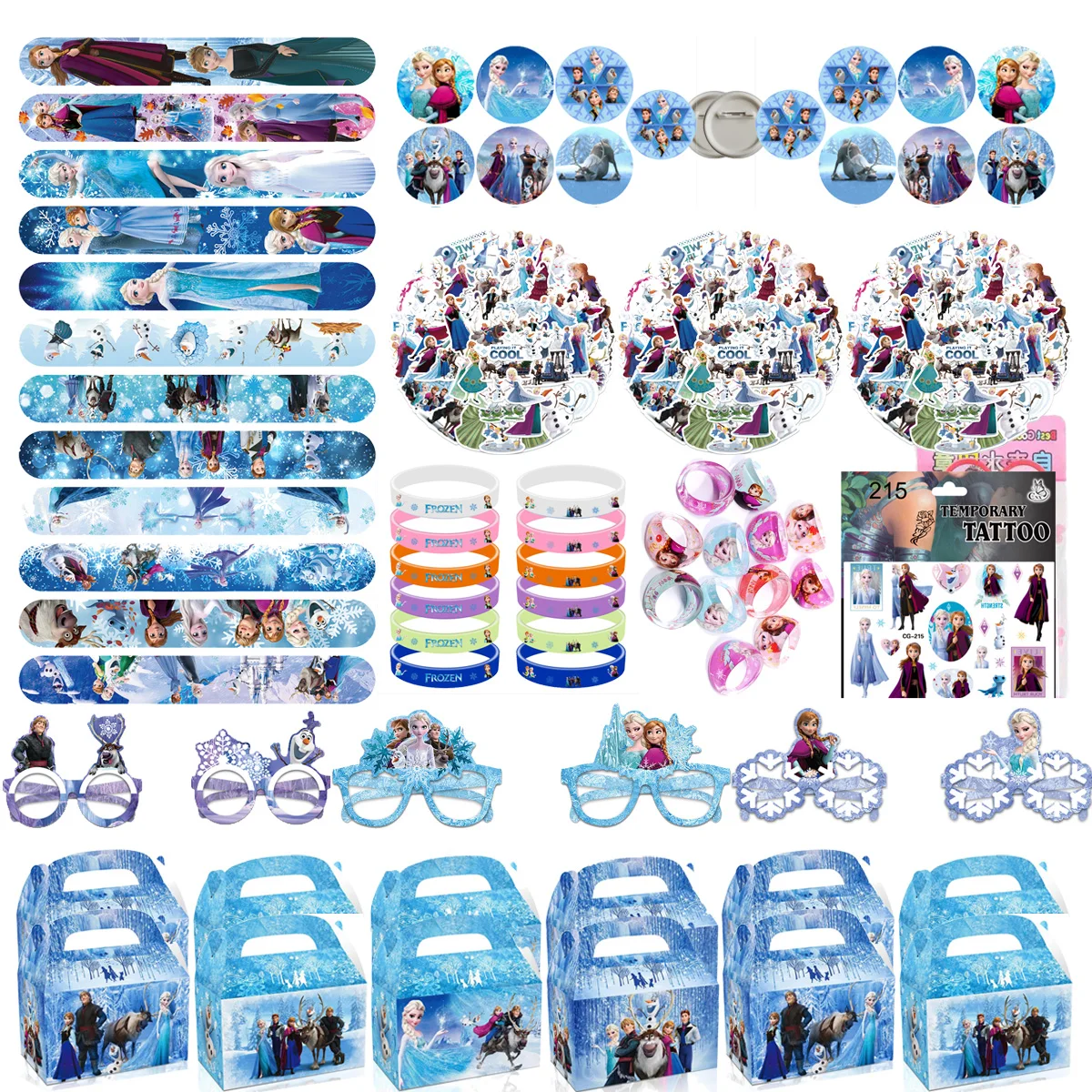 

Frozen Party Favors Birthday Party Decorations Seal Stamps Tattoos Stickers Slap Bracelets Birthday Piñata Toys Party Bag Filler