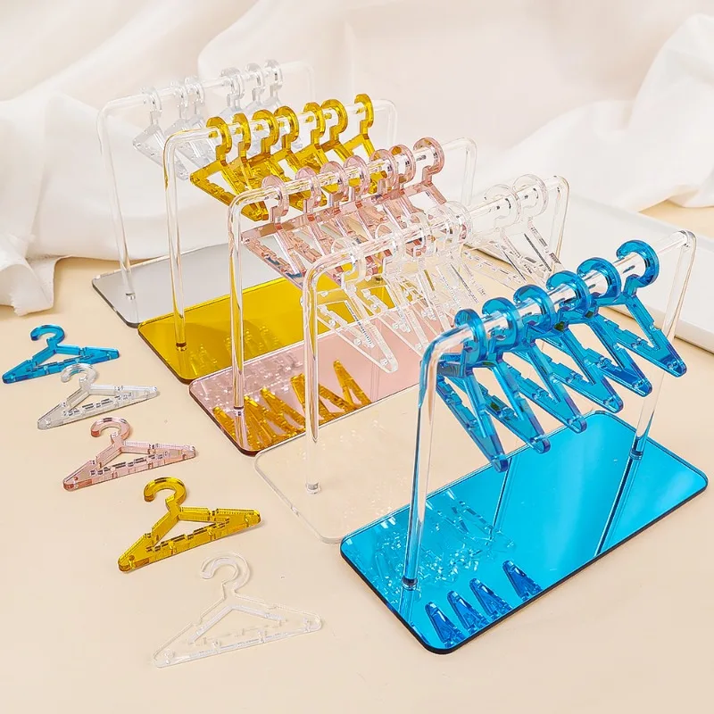 8Pcs Coat Hangers Earrings Organizer Acrylic Display Stand Showcase Tabletop Clear Handmade Polymer Clay Jewelry Rack Gift