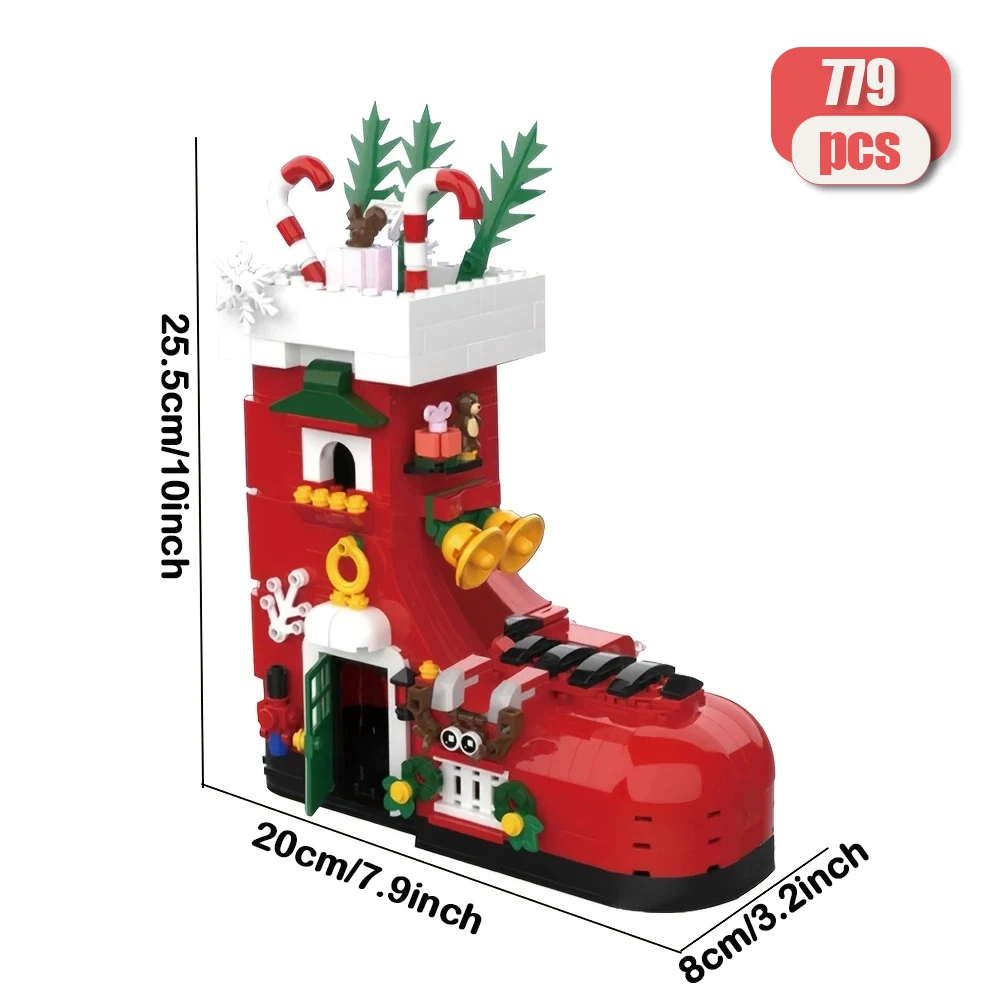 779pcs Christmas Shoes Model Building Blocks Set Create Adorable Architectural Masterpieces for Room Decoration Perfect