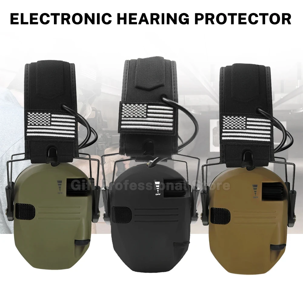 Electronic Shooting Earmuff Active Hearing Protection Headset with Storage Travel Case & Shooter Safety Eyewear Glasses for Gift