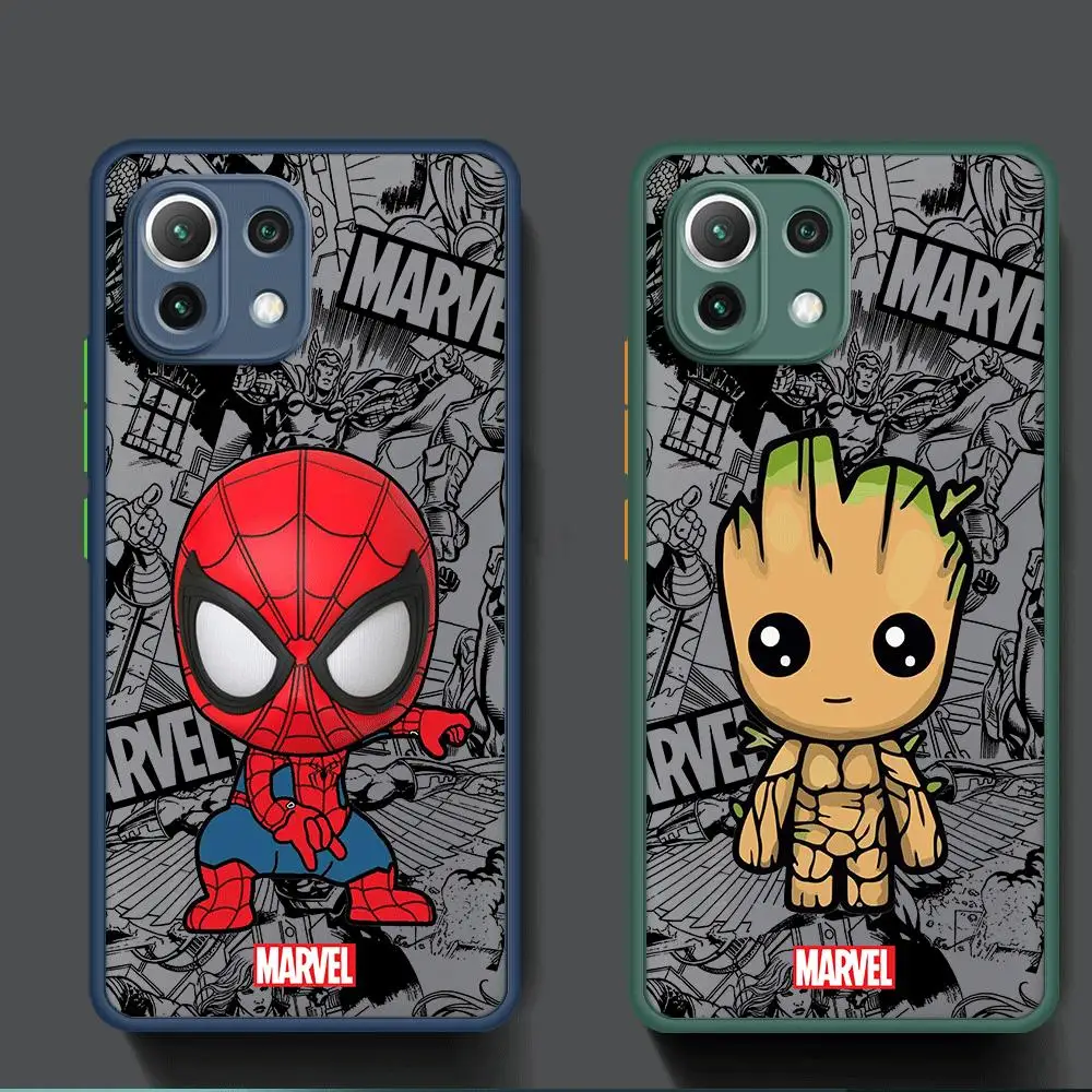 Cartoon Marvel Groot Spiderman Phone Case for Xiaomi Mi 11 Lite 5G 12 12T Pro 10T 11T 13 13 Shockproof Cover