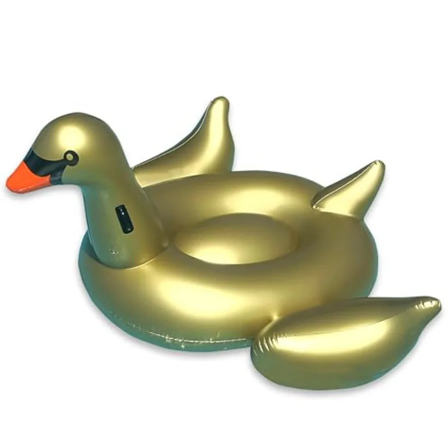

Inflatable Golden Goose Pool Float for poolside lounging, PVC material, gold color, stable wings and legs design for enhanced c