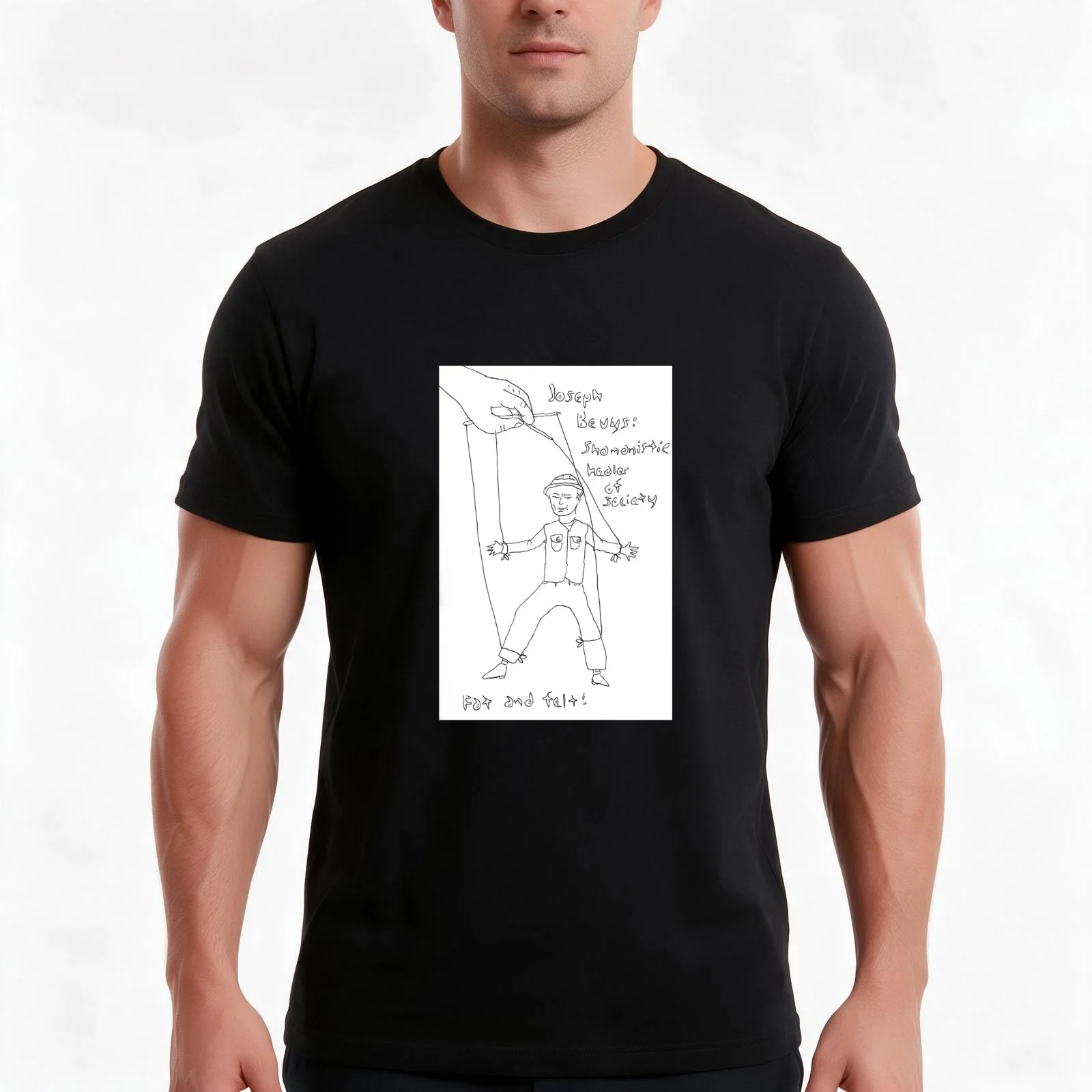 Joseph Beuys drawing from my top twenty five intellectuals series by Luke Foster T-Shirt Summer Casual Cotton Tee 100% Cotton