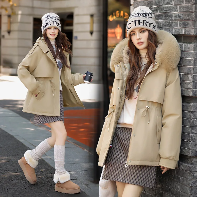 

Хлопковый халат для женщин, зима 2025 года, внутренняя майка с трансграничной разборкой и флисом, средней длины