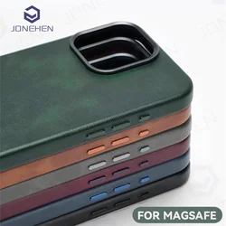 High-end Retro Oil Wax Pattern Magnetic For Magsafe Leather Case For iPhone Air 15 14 Plus 13 16 17 Pro Max Camera Button Cover