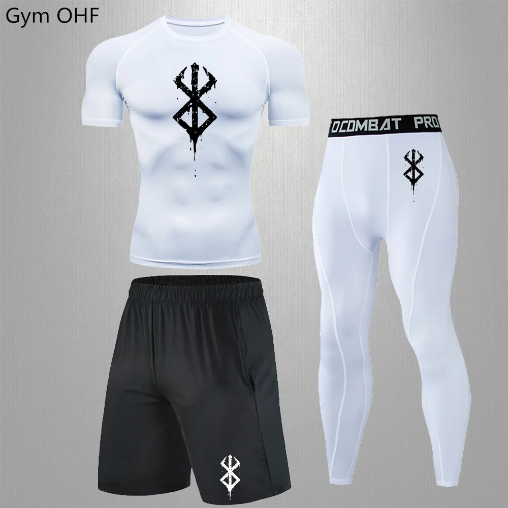 

Anime Berserk Compression Shirt Men Fitness Gym Sport Set Running T-Shirt Rashgard Tops Tee Quick Dry Short Sleeve T-Shirt Men