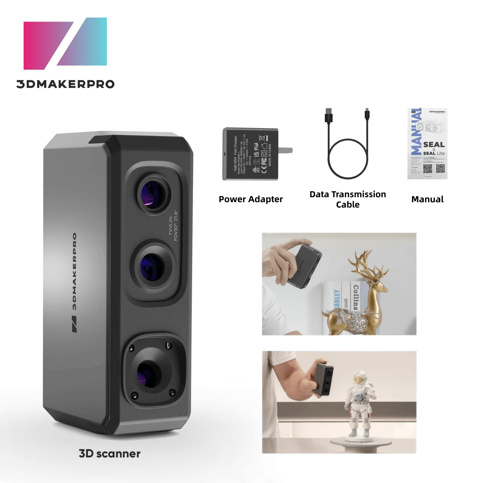 

Seal Lite 3D Scanner for 3D Printing -3D Printer Accessories Handheld Scan 0.02mm Accuracy,NIR Light & Anti-Shake Optical Lenses