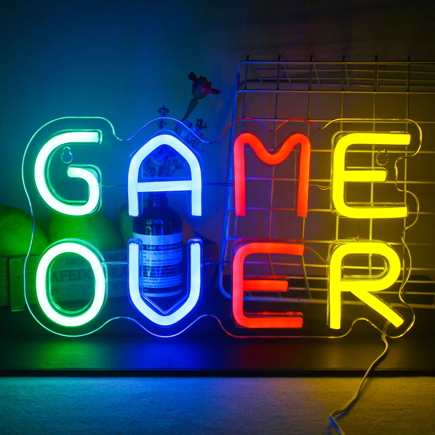 

Game Over Neon Signs Colorful LED Lights Gamer Room Decoration For Bedroom Gaming Area Neon Wall Lamp Decor USB Powered Logo