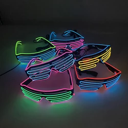 Light Up Flashing Shutter Neon Rave Glasses El Wire LED Sunglasses  Glow DJ Costumes For Happy Bar Night