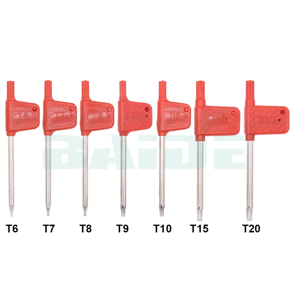 T6 T7 T8 T9 T10 T15 T20 Torx Screwdriver Spanner Key Small Red Flag Screw Drivers Tools 200pcs/lot