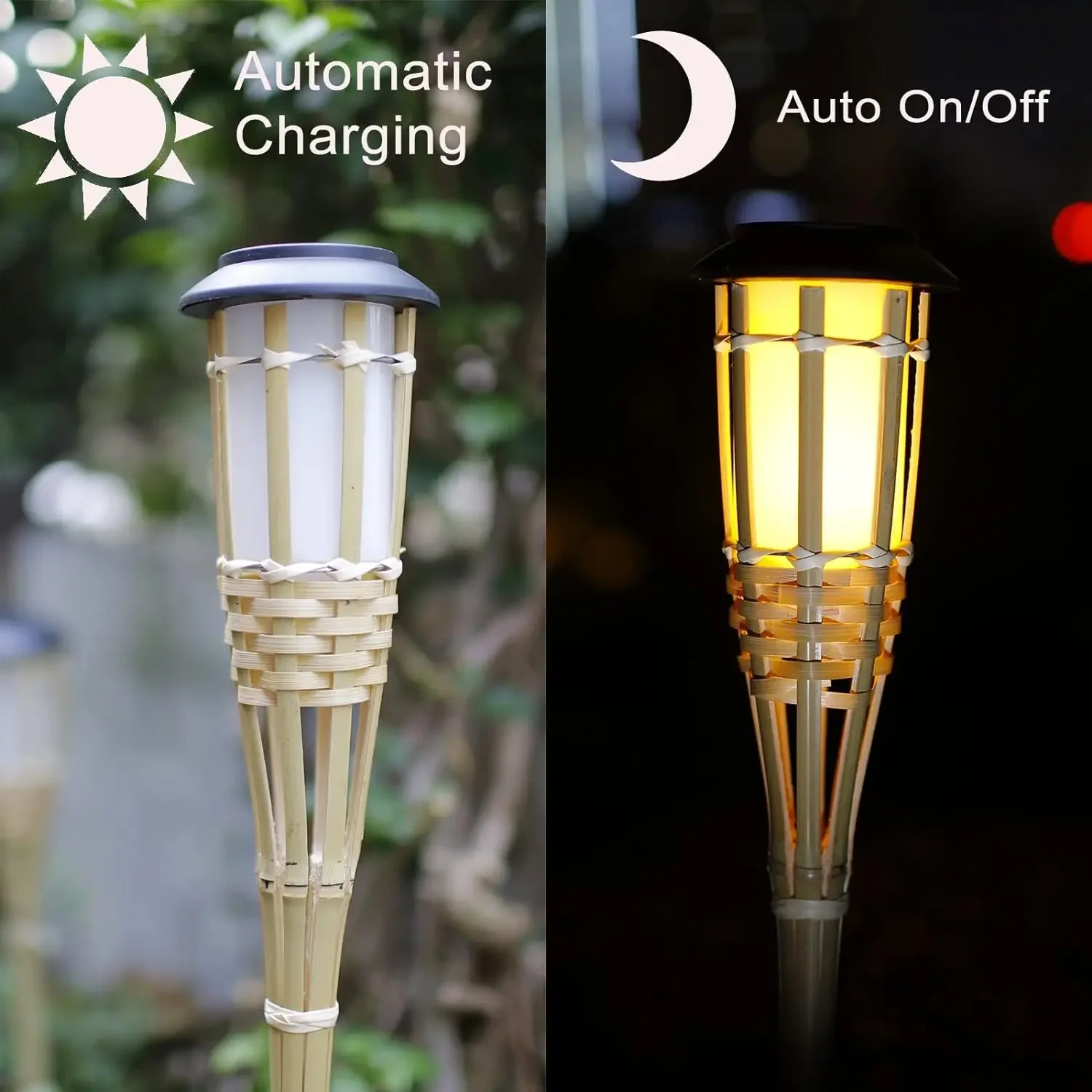 1 PCS Solar Lamps LED Flame Effect Lamp Handcraft Bamboo Waterproof Garden Lighting Lawn Torches Yard Landscape Outdoor Light