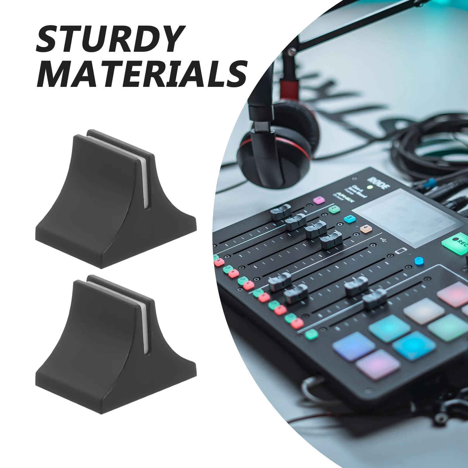 20Pcs Black Plastic Push Keycap Slider Caps Straight Potentiometer Mixer Knobs Console Fader Buttons Replacement Accessories For