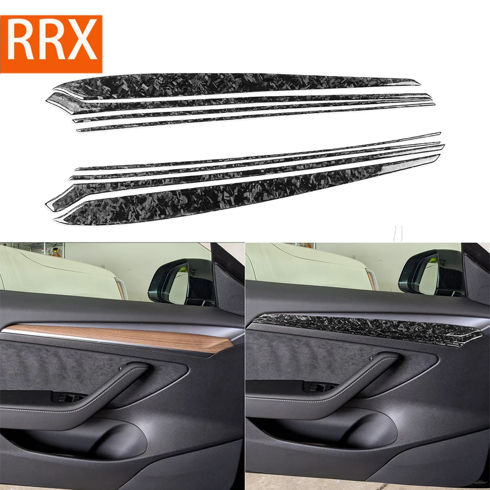 

For Tesla Model Y 2020-2022 For Model 3 2017-2022 Door Panel Cover Real Carbon Fiber Forged Sticker Car Interior Accessories